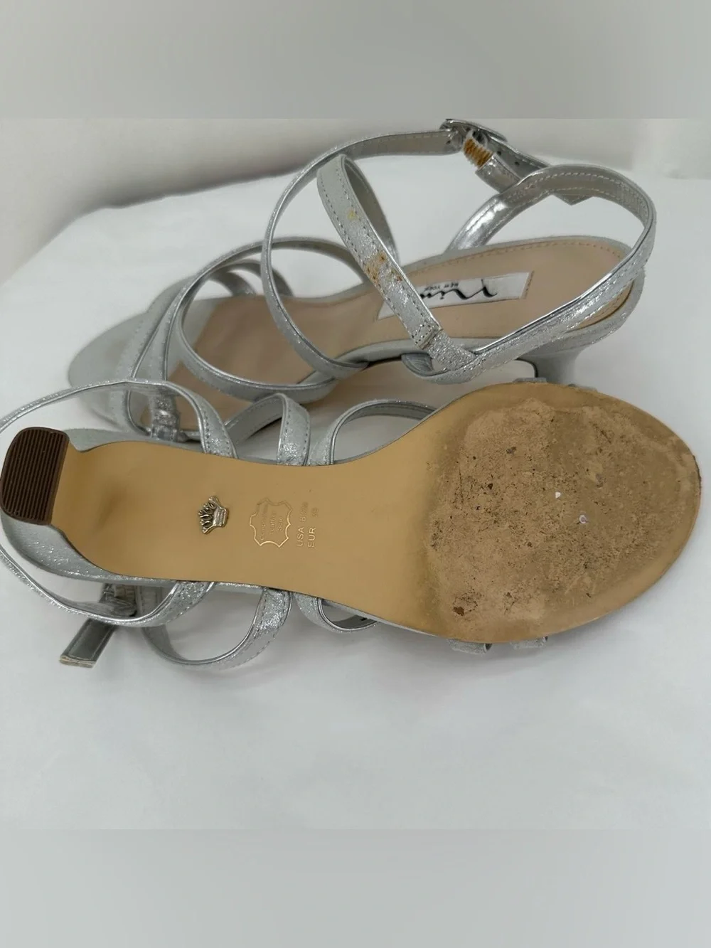 Nina sparkly silver strappy heels